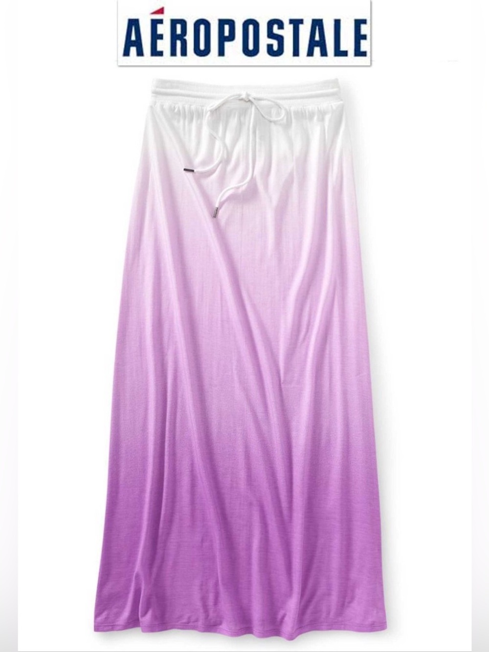 Aeropostale White to Pink Ombre Maxi Skirt with Drawstring